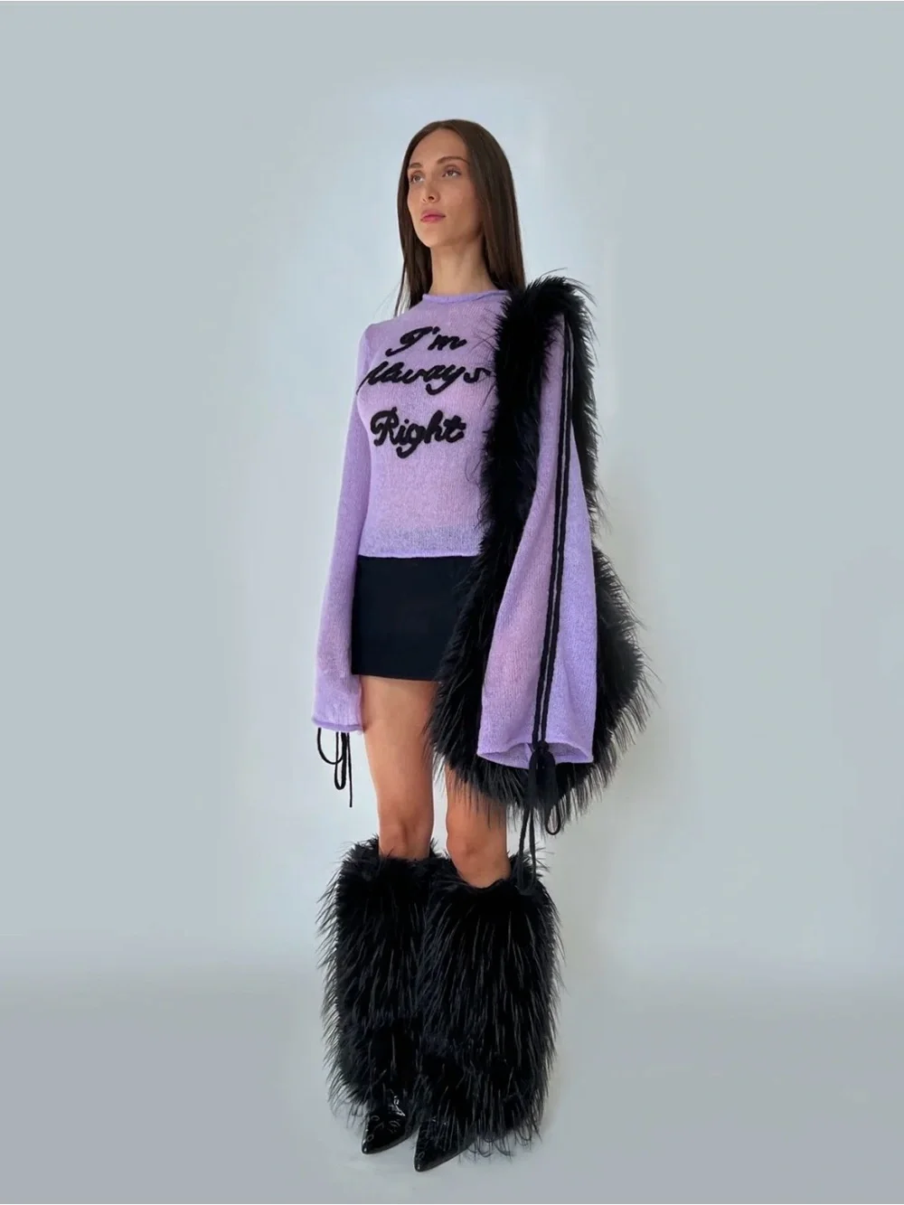 Lirika Matoshi Pale Pink Faux Fur leg warmers boot covers